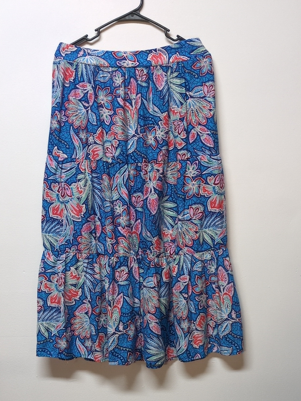 Rachel Zoe Blue Red Tropical Maxi Skirt, Size XL
